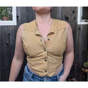Vintage Suede Wilson's Leather Vest Size L Neutral Sand Tone